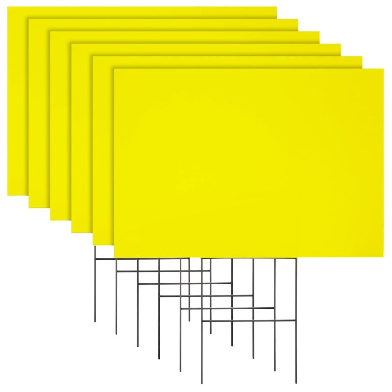 Okuna Outpost Corrugated Plastic Yard Signs - Neon Yard Signs with Stakes - Open House & Real Estate Signs - 6 Pack, 17 x 12 in, 4mm, Neon Yellow - Image 1